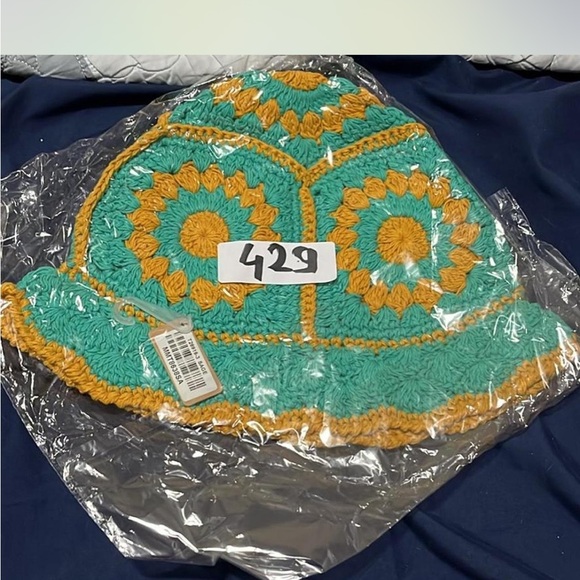 Accessories - Crochet Sunburst Bucket Hat - Teal & Mustard